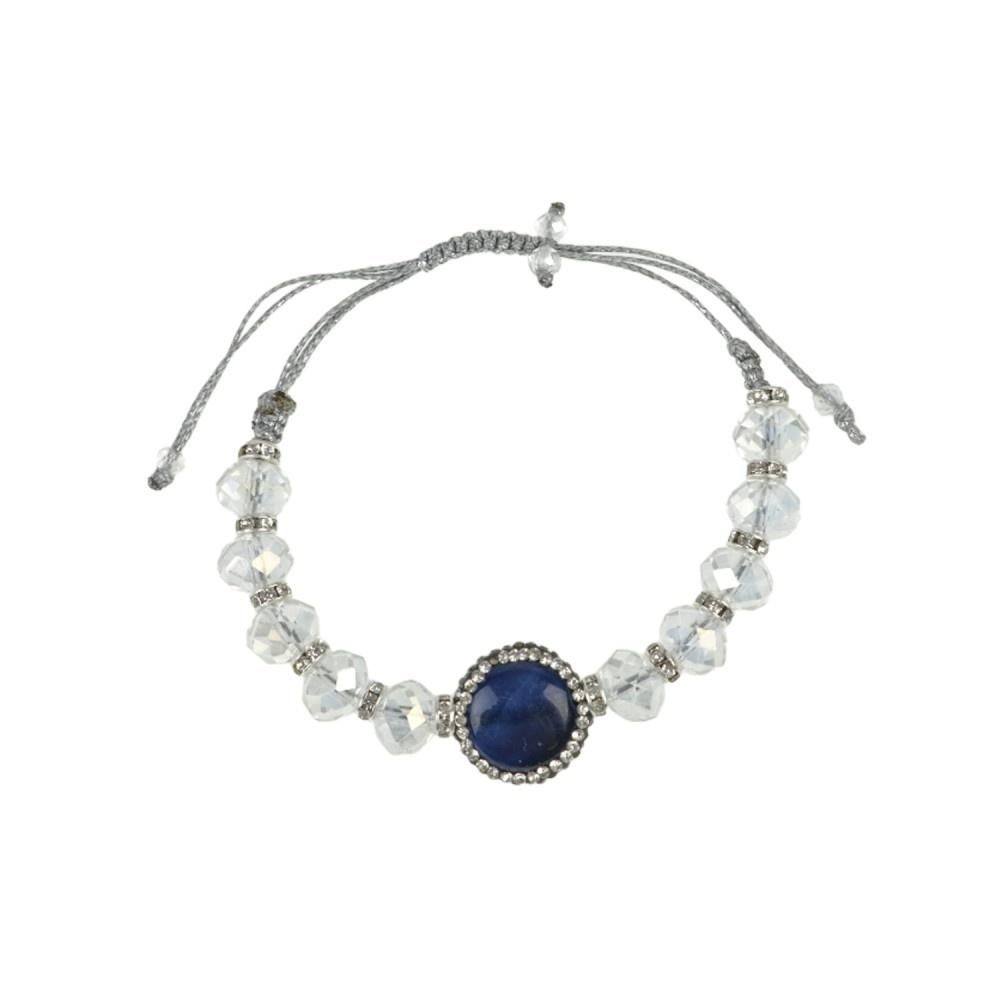 Βραχιόλι με διάφανα κρύσταλλ strass και pave strass αχάτη