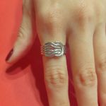 Stainless steel δαχτυλίδι, 4σειρο με κόμπο του Ηρακλή, ασημί.
