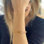 Βραχιόλι μισό επίχρυσο 24 Κ και μισό με κρύσταλλα