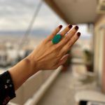 Ατσάλινο χρυσό δαχτυλίδι χρώματος τυρκουάζ.