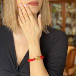 Κόκκινο βραχιόλι από χαολίτες με μοτίφ αχάτη