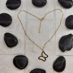 Λιτό και φίνο ατσάλινο κολιέ με επίχρυση μαύρη πεταλούδα.